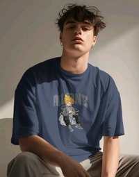 Alone Anime Oversized Tshirt  - Navy blue, Xl
