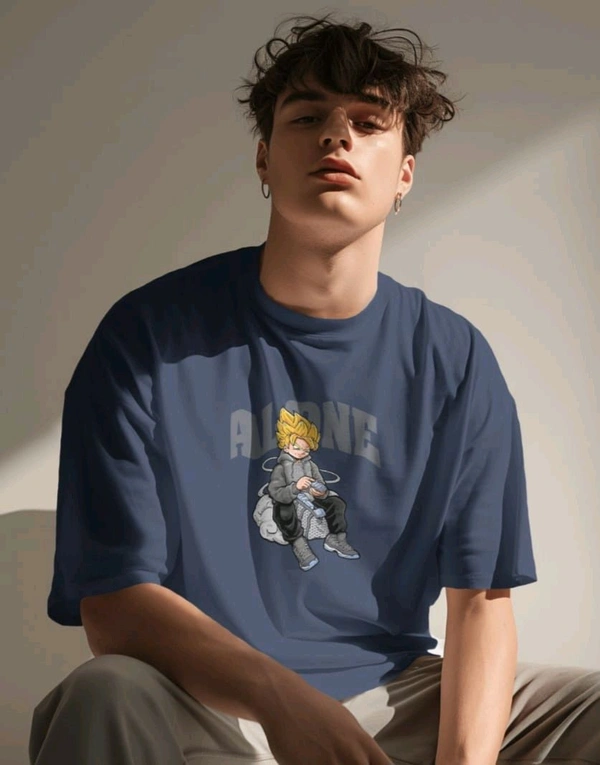 Alone Anime Oversized Tshirt  - Navy blue, Xl
