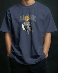 Alone Anime Oversized Tshirt  - Navy blue, Xl