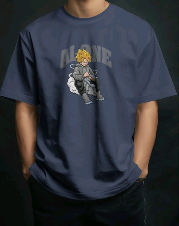 Alone Anime Oversized Tshirt  - Navy blue, Xl