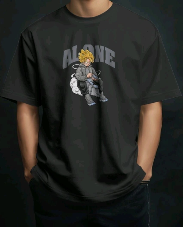 Alone Anime Oversized Tshirt  - black, Xxl