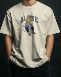 Alone Anime Oversized Tshirt  - off white, Xxl