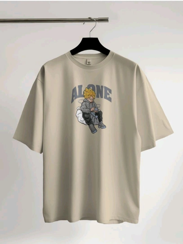 Alone Anime Oversized Tshirt  - beige, Xxl