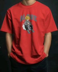 Alone Anime Oversized Tshirt  - red, Xxl