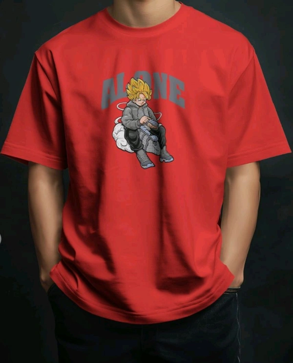 Alone Anime Oversized Tshirt  - red, Xxl