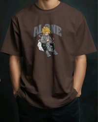 Alone Anime Oversized Tshirt  - brown, Xxl