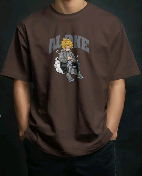 Alone Anime Oversized Tshirt  - brown, Xxl