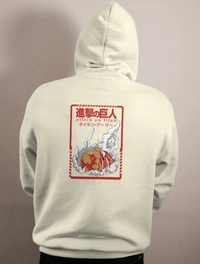 Ruled  Attack On Titan Hoodie  - off white, L