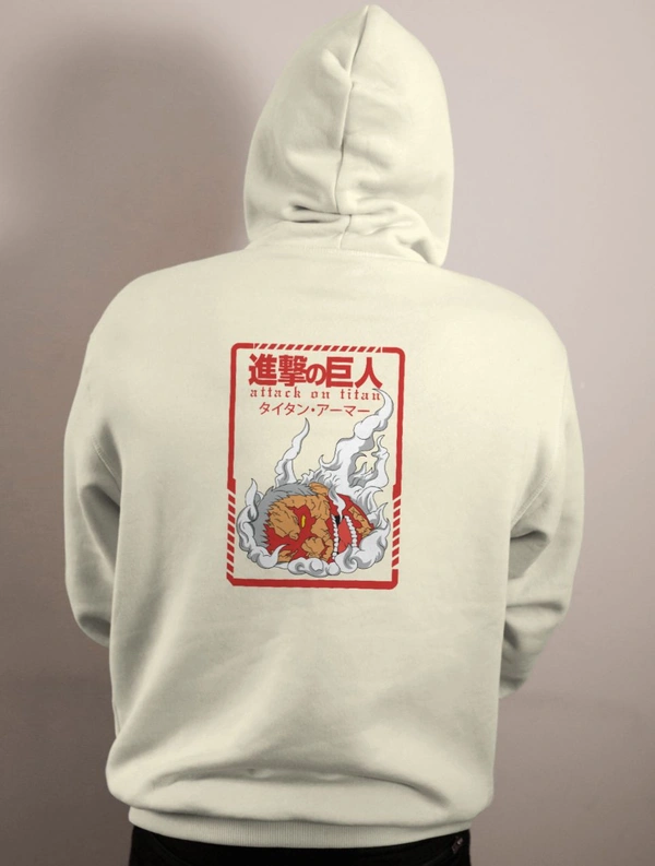 Ruled  Attack On Titan Hoodie  - off white, L