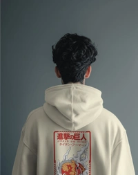 Ruled  Attack On Titan Hoodie  - off white, Xl