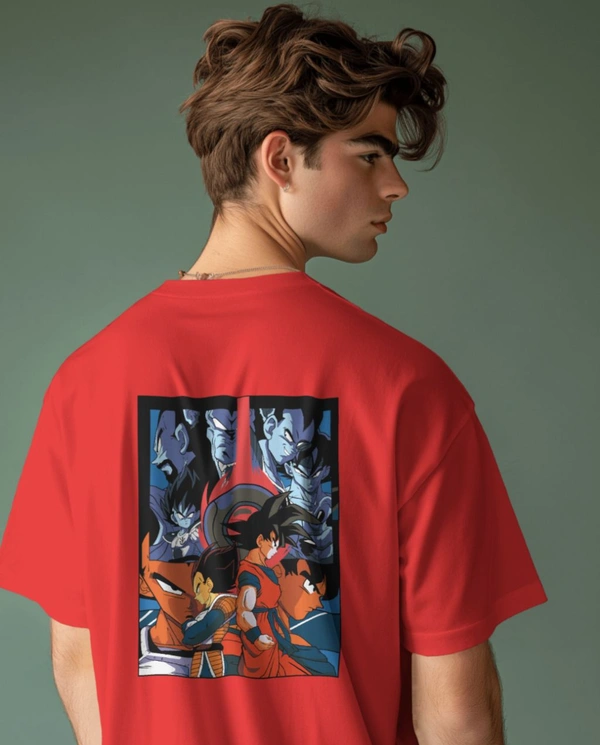 GOKU Oversized Drop shoulder Tshirt  - red, S