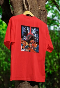 GOKU Oversized Drop shoulder Tshirt  - red, S