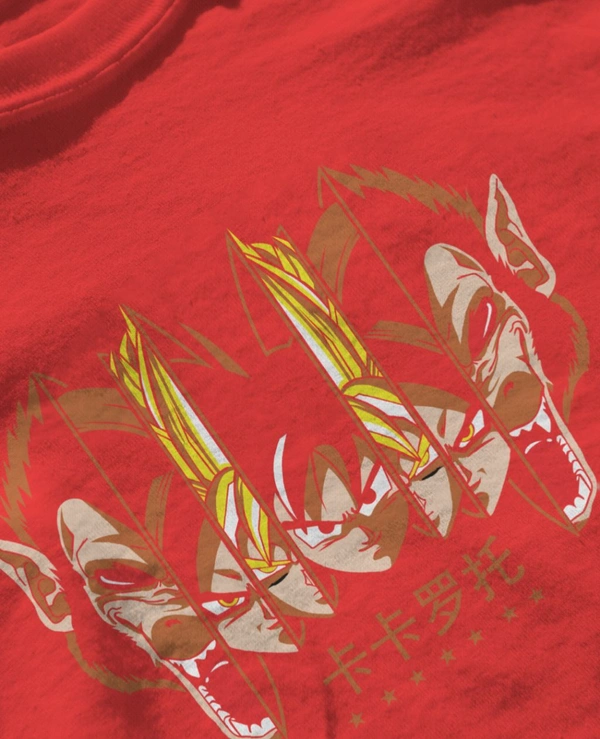 GOKU Oversized Drop shoulder Tshirt  - red, S