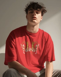GOKU Oversized Drop shoulder Tshirt  - red, S