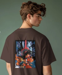 GOKU Oversized Drop shoulder Tshirt  - brown, S