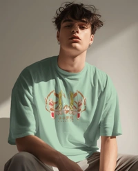 GOKU Oversized Drop shoulder Tshirt  - green, S