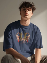GOKU Oversized Drop shoulder Tshirt  - Navy blue, S