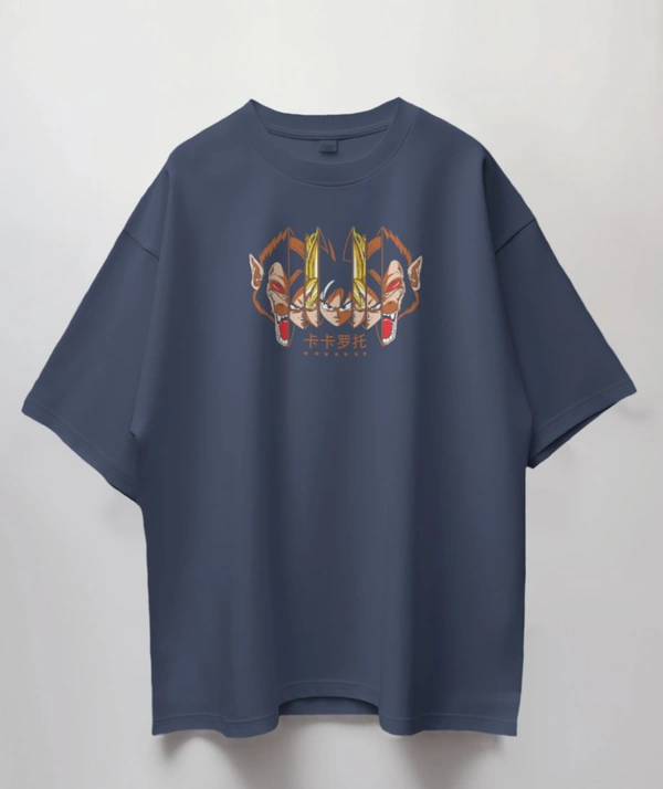 GOKU Oversized Drop shoulder Tshirt  - Navy blue, L