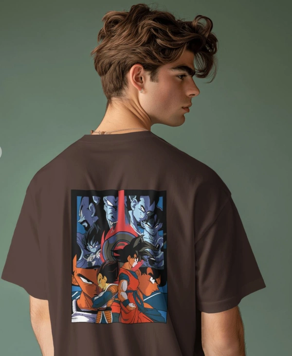 GOKU Oversized Drop shoulder Tshirt  - brown, Xl