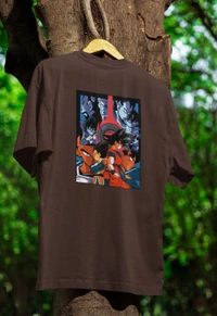 GOKU Oversized Drop shoulder Tshirt  - brown, Xl