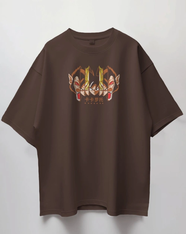 GOKU Oversized Drop shoulder Tshirt  - brown, Xl