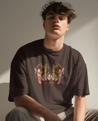 GOKU Oversized Drop shoulder Tshirt  - brown, Xl