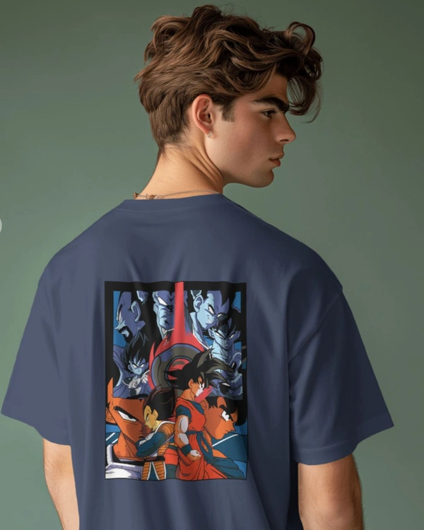 GOKU Oversized Drop shoulder Tshirt  - Navy blue, Xl