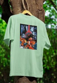 GOKU Oversized Drop shoulder Tshirt  - green, Xxl