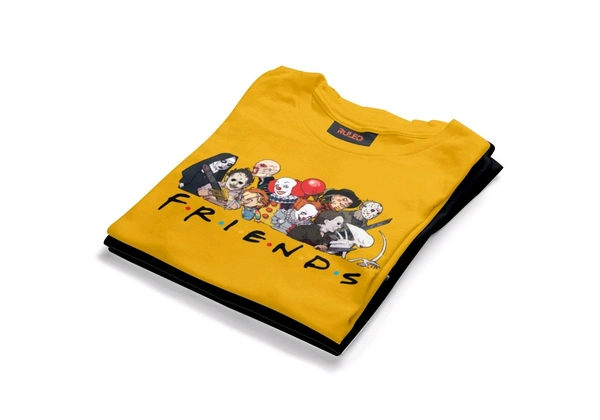 FRIENDS half Sleeve Round Neck Tshirt  - Yellow Sea, M