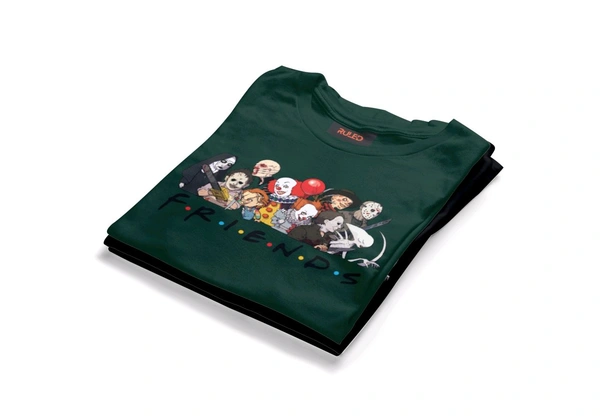 FRIENDS half Sleeve Round Neck Tshirt  - Bottle Green, Xl