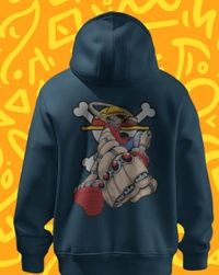 Monkey D Luffy One Piece Hoodie  - Navy blue, Xl