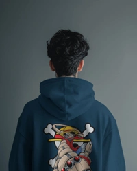 Monkey D Luffy One Piece Hoodie  - Navy blue, Xl