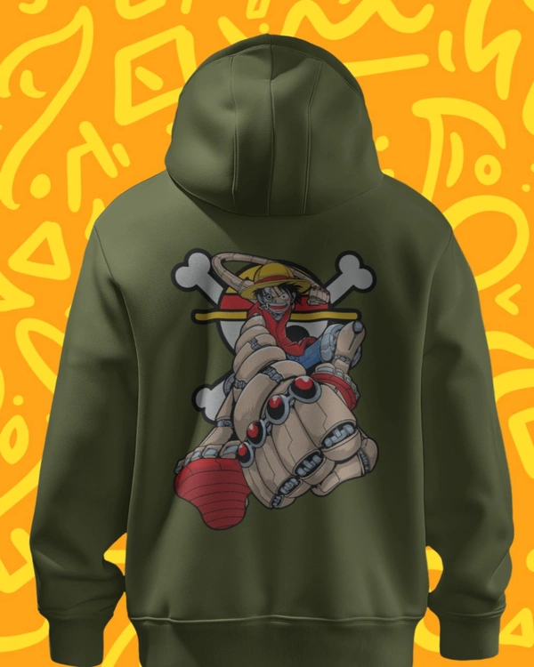 Monkey D Luffy One Piece Hoodie  - army green, Xl