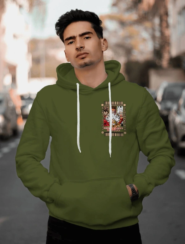 Monkey D Luffy One Piece Hoodie  - army green, Xxl