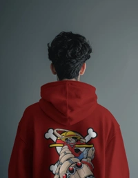 Monkey D Luffy One Piece Hoodie  - Maroon, Xl
