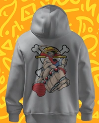 Monkey D Luffy One Piece Hoodie  - grey, Xl