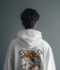 Monkey D Luffy One Piece Hoodie  - White, L