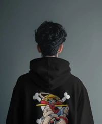 Monkey D Luffy One Piece Hoodie  - Black, Xl