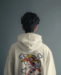 Monkey D Luffy One Piece Hoodie  - off white, Xl