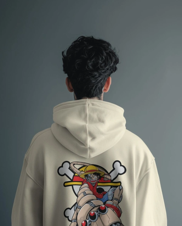 Monkey D Luffy One Piece Hoodie  - off white, Xl