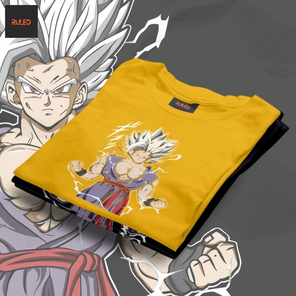 GOKU half Sleeve Round Neck Tshirt - Yellow, S
