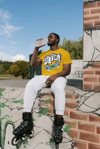 Skater Graffiti Tee - Yellow Sea, Xl