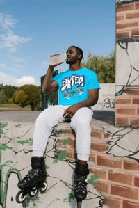 Skater Graffiti Tee - blue, M
