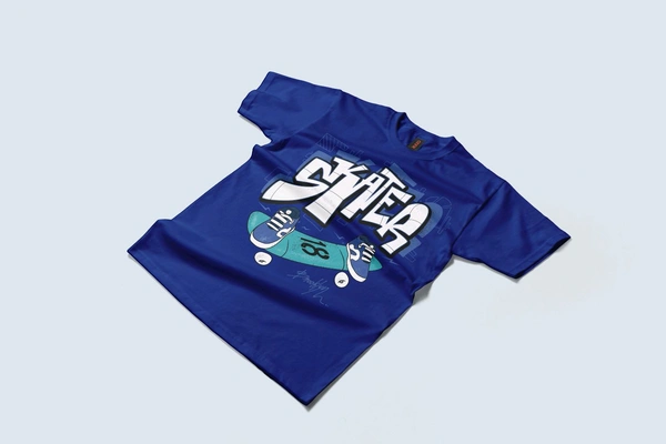 Skater Graffiti Tee - royal blue, Xl