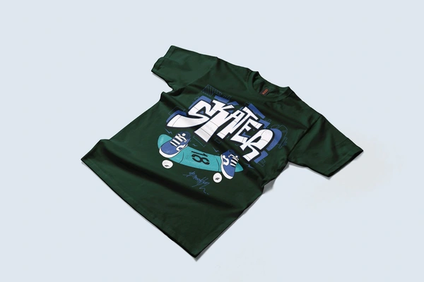 Skater Graffiti Tee - Bottle Green, L