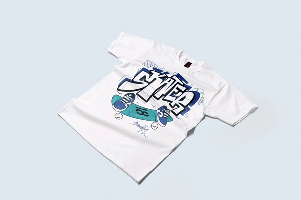 Skater Graffiti Tee - White, Xxl