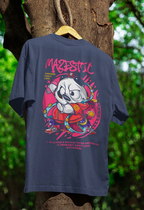Majestic Warrior Oversized Tee - Navy blue, Xl