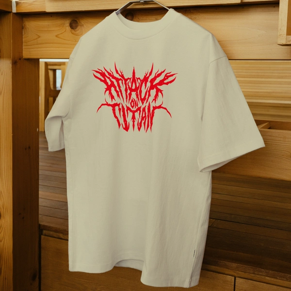 RULED Unleash the Beast: Attack on Titan Graphic Tee - beige, m