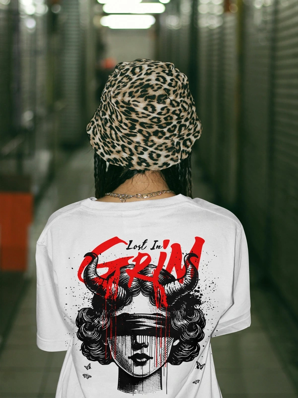 RULED Lost in Grim – Dark Aesthetic Graphic T-Shirt - white, xxl
