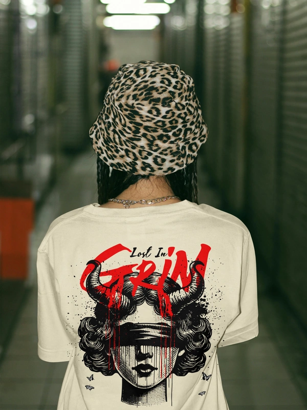 RULED Lost in Grim – Dark Aesthetic Graphic T-Shirt - off white, xxl